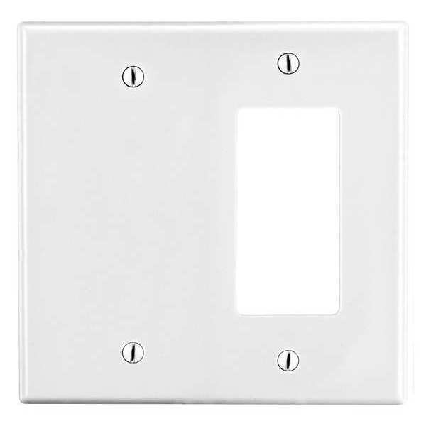 Blank Wall Plate, Number of Gangs: 2 Plastic, Smooth Finish, White