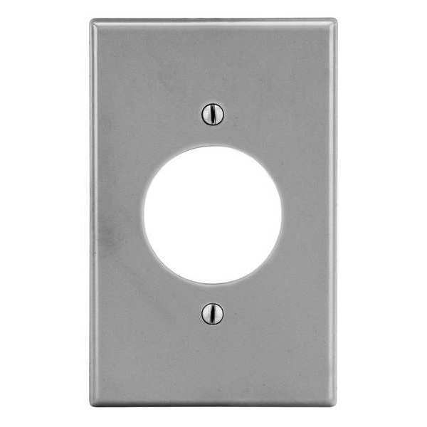 Single Receptacle Wall Plate, Number of Gangs: 1 Plastic, Smooth Finish, Gray