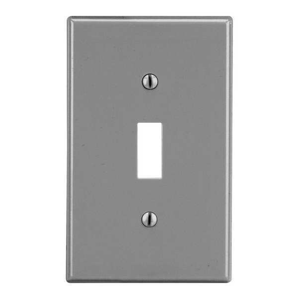 Toggle Switch Wall Plate, Number of Gangs: 1 Plastic, Smooth Finish, Gray