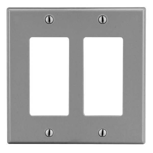 Rocker Wall Plate, Number of Gangs: 2 Plastic, Smooth Finish, Gray