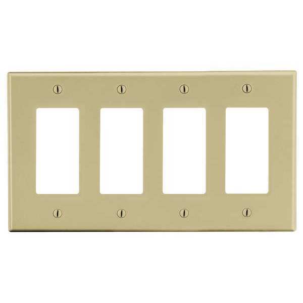 Rocker Wall Plate, Number of Gangs: 4 Plastic, Smooth Finish, Ivory