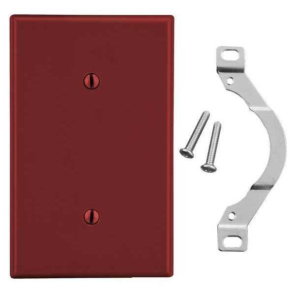 Blank Strap Mount Wall Plate, Number of Gangs: 1 Plastic, Smooth Finish, Red