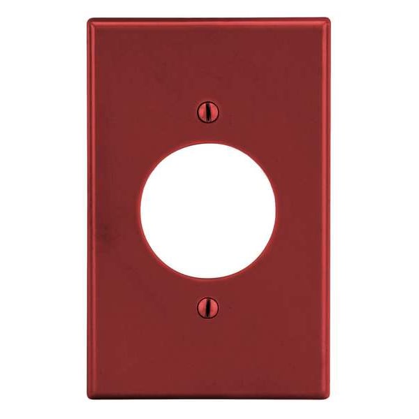 Single Receptacle Wall Plate, Number of Gangs: 1 Plastic, Smooth Finish, Red