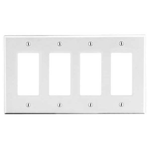 Rocker Wall Plate, Number of Gangs: 4 Plastic, Smooth Finish, White