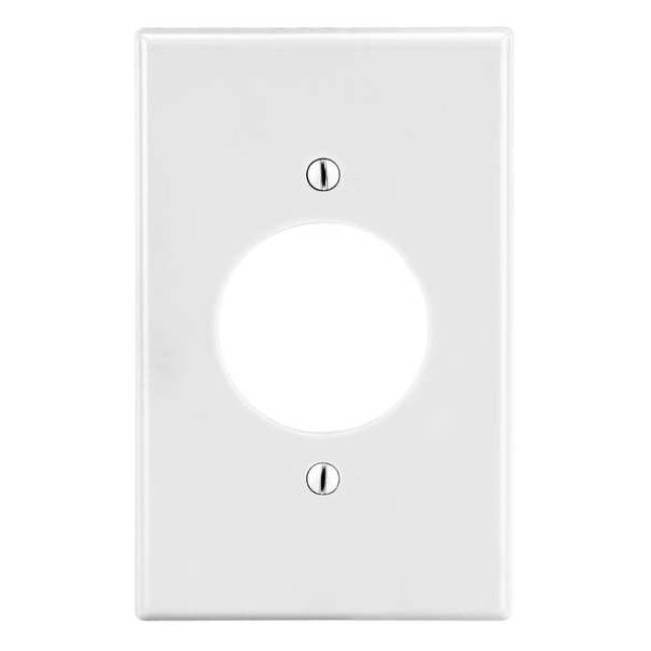 Single Receptacle Wall Plate, Number of Gangs: 1 Plastic, Smooth Finish, White