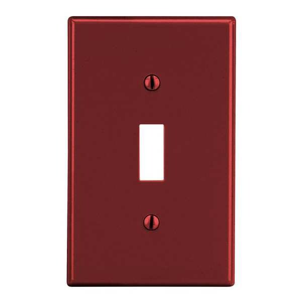 Toggle Switch Wall Plate, Number of Gangs: 1 Plastic, Smooth Finish, Red