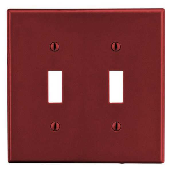 Toggle Switch Wall Plate, Number of Gangs: 2 Plastic, Smooth Finish, Red
