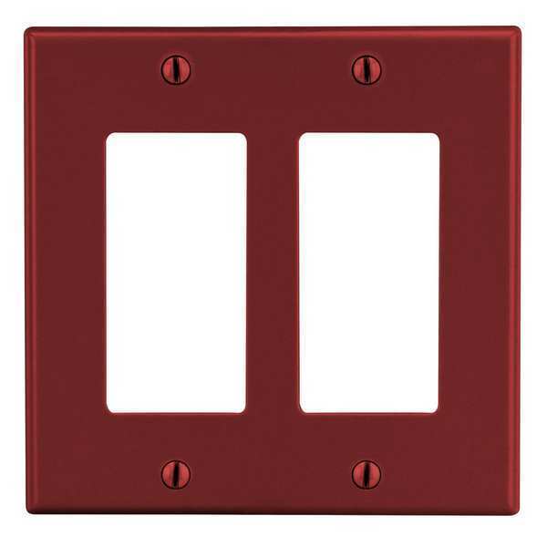Rocker Wall Plate, Number of Gangs: 2 Plastic, Smooth Finish, Red