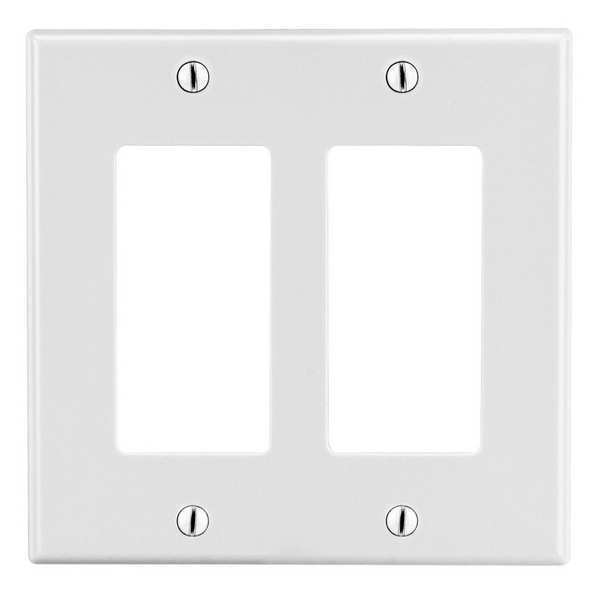 Rocker Wall Plate, Number of Gangs: 2 Plastic, Smooth Finish, White