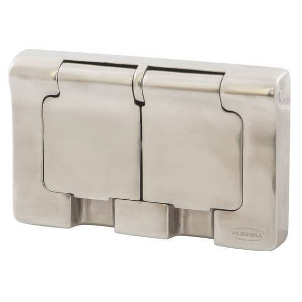 Weatherproof Wall Plate, Number of Gangs: 1-Gang Stainless Steel, Brushed Finish, Silver