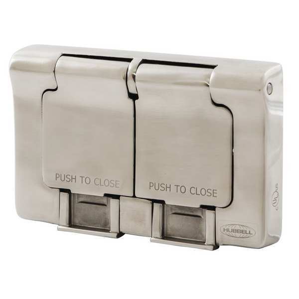 Weatherproof Wall Plate, Number of Gangs: 1-Gang Stainless Steel, Brushed Finish, Silver