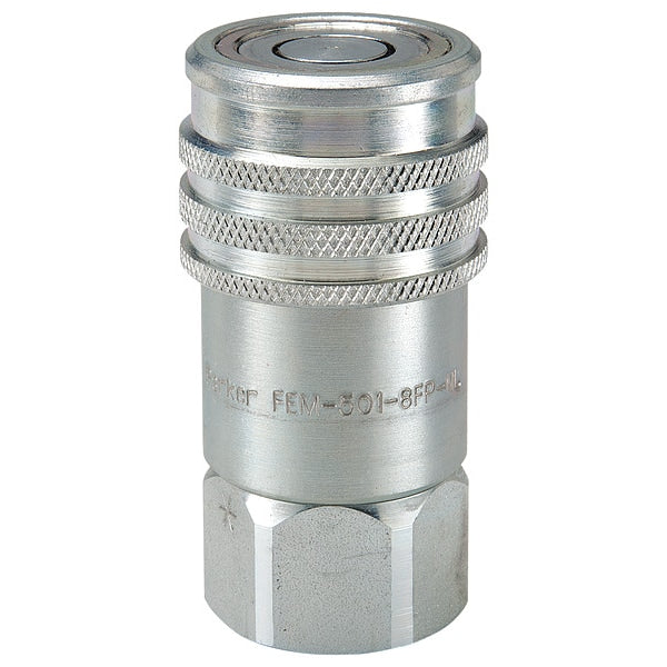 Hydraulic Quick Connect Hose Coupling, Steel Body, Push-to-Connect Lock, 7/8