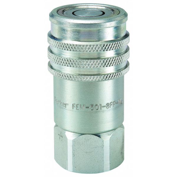 Hydraulic Quick Connect Hose Coupling, Steel Body, Push-to-Connect Lock, 1