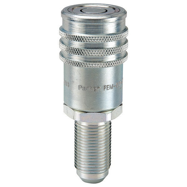 Hydraulic Quick Connect Hose Coupling, Steel Body, Push-to-Connect Lock, 3/4