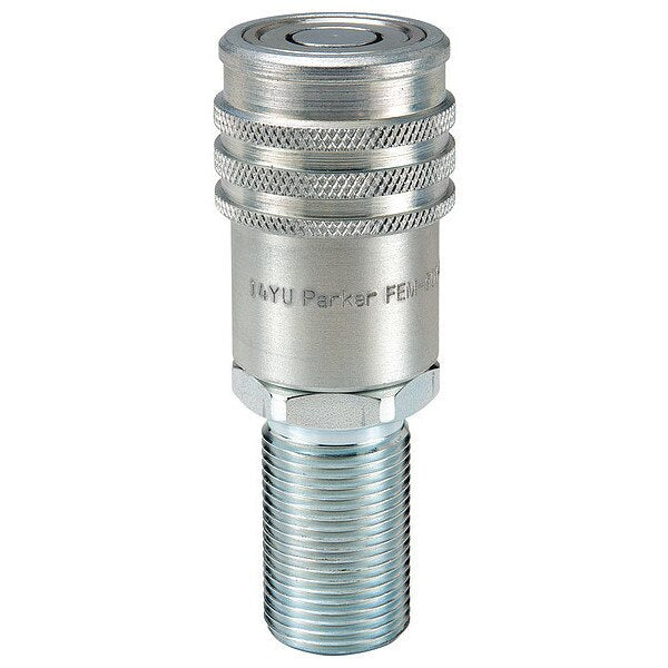 Hydraulic Quick Connect Hose Coupling, Steel Body, Push-to-Connect Lock, 9/16