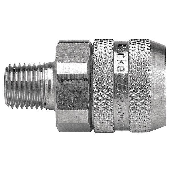 Hydraulic Quick Connect Hose Coupling, 316 Stainless Steel Body, Push-to-Connect Lock, FS Series
