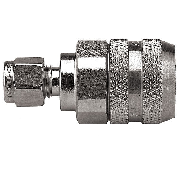 Hydraulic Quick Connect Hose Coupling, 316 Stainless Steel Body, Push-to-Connect Lock, FS Series