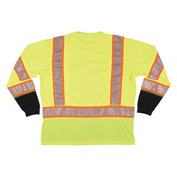 Long Sleeve T-Shirt, Lime, 2XL Sz