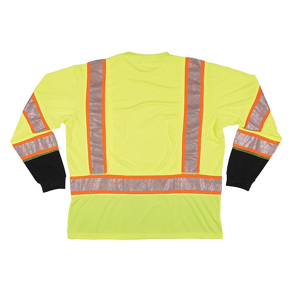 Long Sleeve T-Shirt, Lime, 5XL Sz