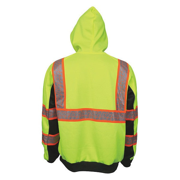 Hooded Sweatshirt, Lime, 5XL Sz