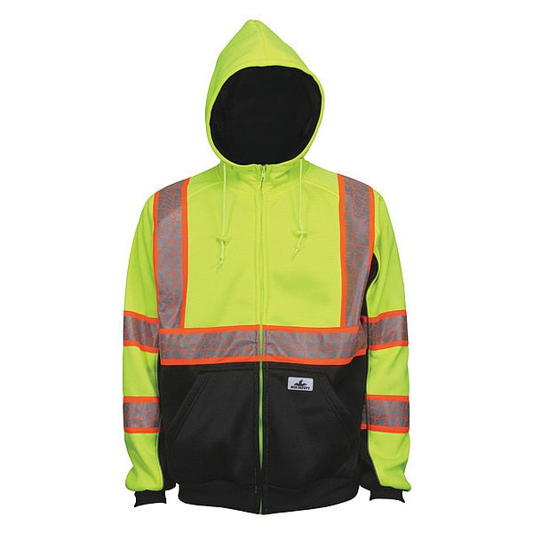 Hooded Sweatshirt, Lime, 5XL Sz