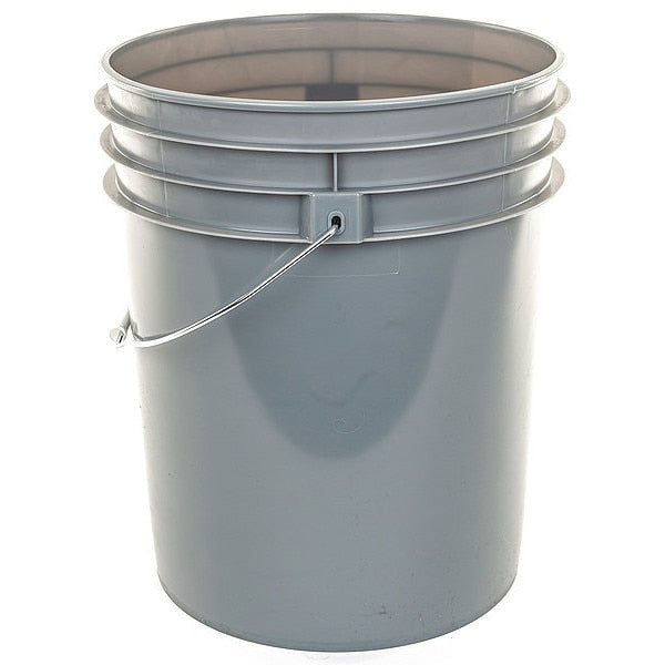 5 gal Round Pail, Gray, High Density Polyethylene
