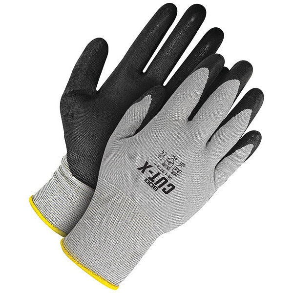 Grey 18G Seamless Knit HPPE Cut Resistant Black NBR Foam, Size XS (6)