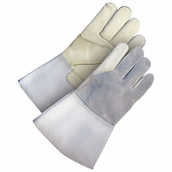 Grain Cowhide Utility Glove Gauntlet Split Back Palm Lined, Size L