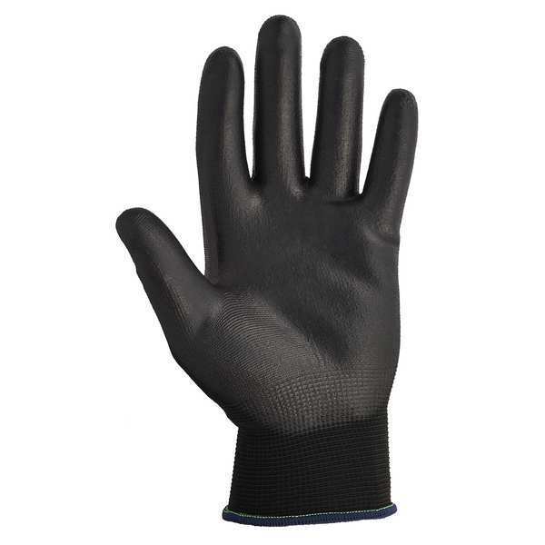 Polyurethane Coated Gloves, Palm Coverage, Black, XS, PR