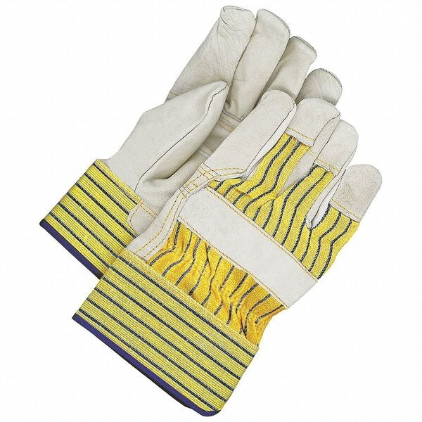 Leather Gloves, Cowhide Palm, Elastic