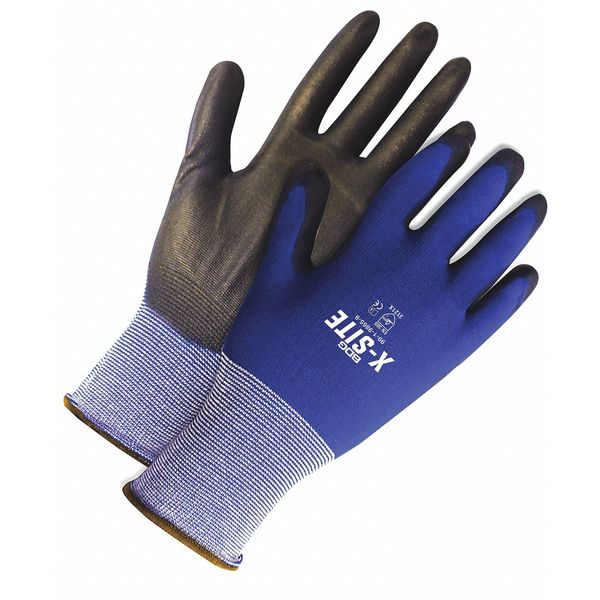 Blue Fine Knit 18G Nylon Black Polyurethane Palm, Shrink Wrapped, Size XS (6)