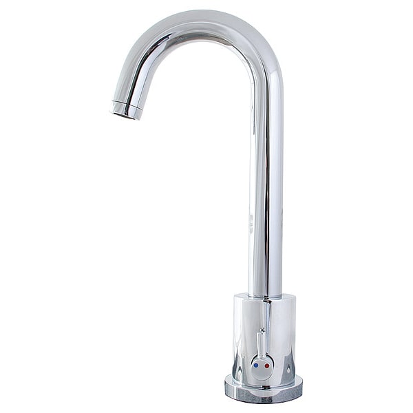 Gooseneck Bathroom Faucet, Deck Mount, 2A, Spout Length: 8 7/8 in
