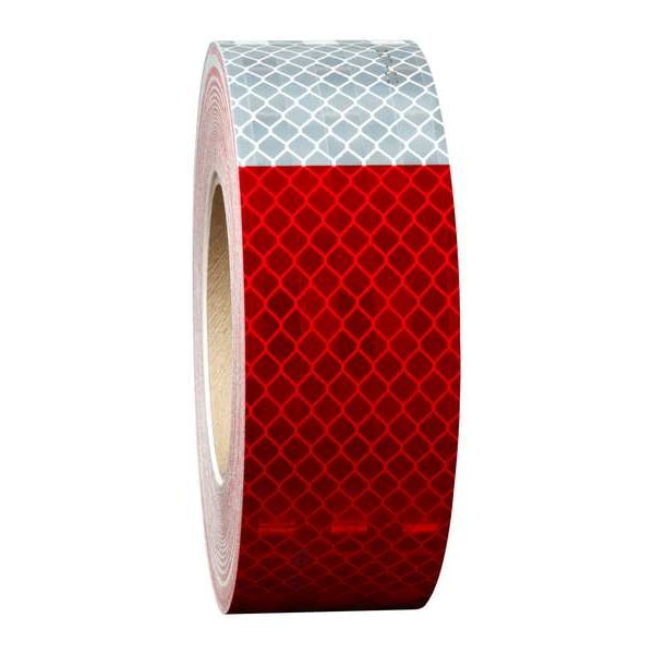 Conspicuity Reflective Tape, 2 in W x 150 ft L, 10 mil Thick, Red/White
