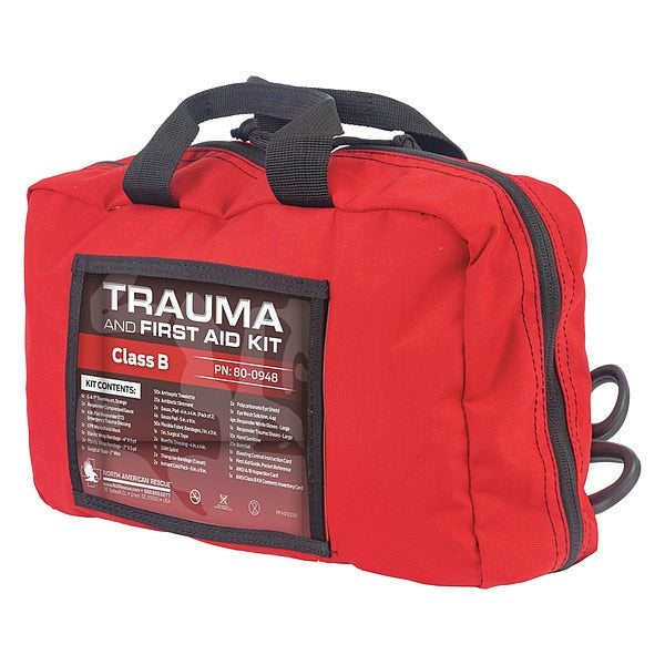 First Aid Trauma Kit, Red, Number of Components: 196