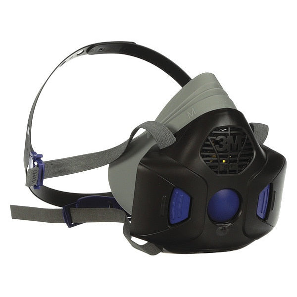 Half Mask Respirator, Silicone, Gray, Mask Size: S