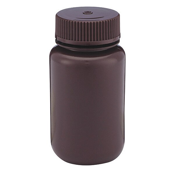 Bottle, Amber Wide Mouth, Round, HDPE, 125mL