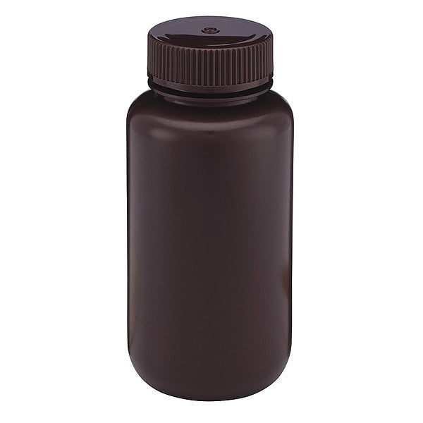 Bottle, Amber Wide Mouth, Round, HDPE, 250mL
