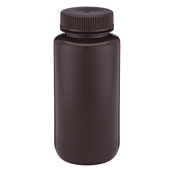 Bottle, Amber Wide Mouth, Round, HDPE, 500mL