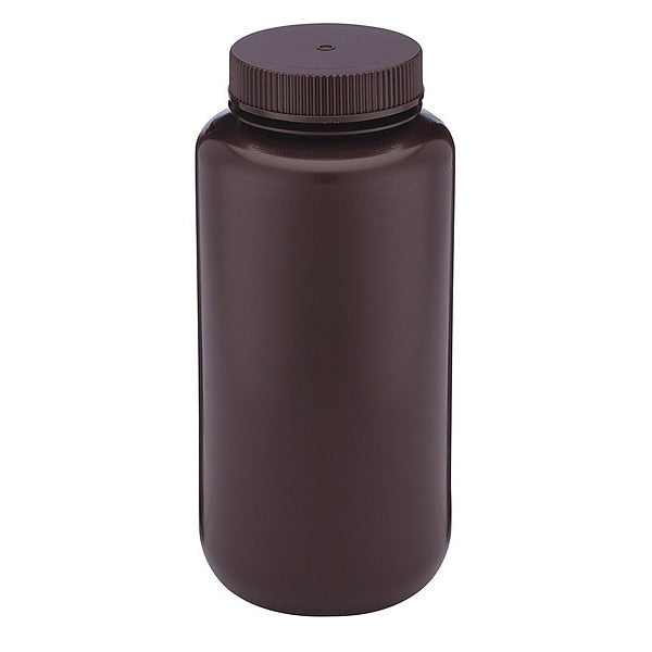 Bottle, Amber Wide Mouth, Round, HDPE, 1000mL
