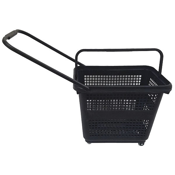 Rolling Hand Basket, Polypropylene, Black, Width: 15 3/4 in
