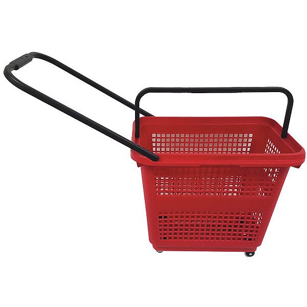 Rolling Hand Basket, PP, Red, 18 1/2 in