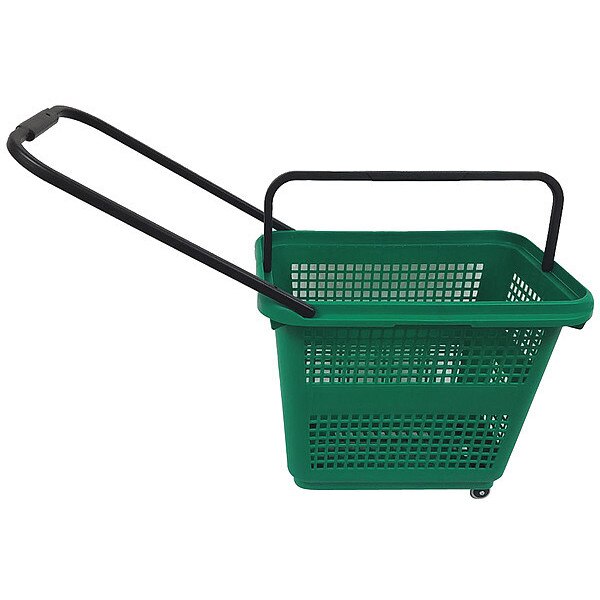 Rolling Hand Basket, PP, Green, 18 1/2 in