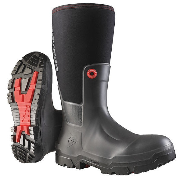 Rubber Boot, Men's, 9, Knee, Black, PR