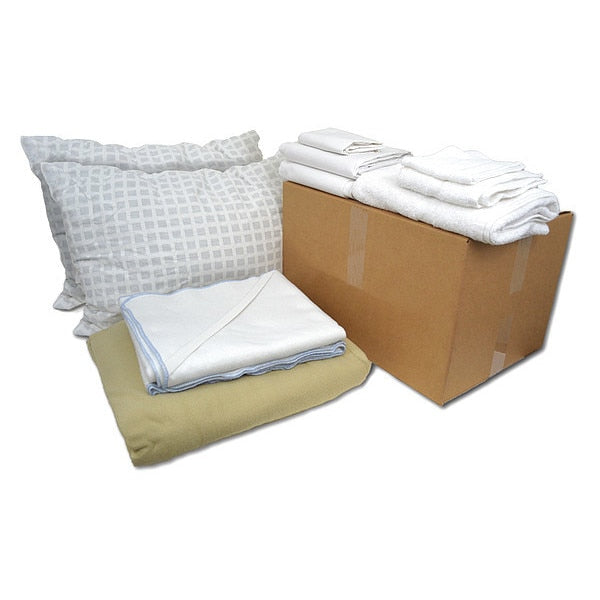 Bedding and Bath Kit, Full Size, Beige/Wht