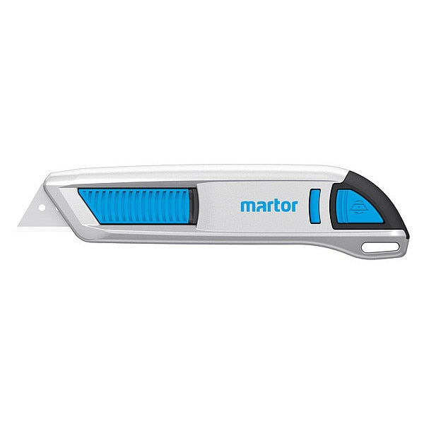 Safety Knife, Self-Retracting, Straight, Aluminum, 5 3/4 in L.