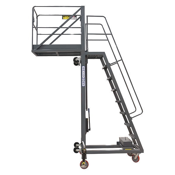 180 in H Steel Cantilever Rolling Ladder, 11 Steps