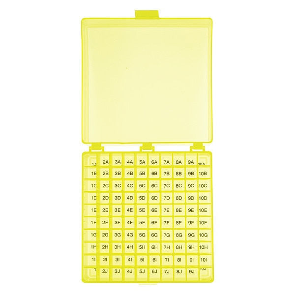 Tube Storage Box, Yellow, 100 Well, PK5