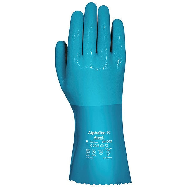 Chemical Resistant Gloves, 8, Blue, PR