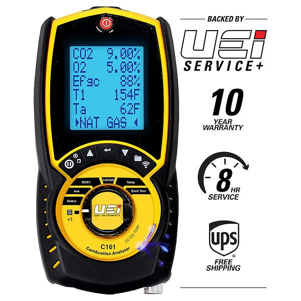 NIST Certified Residential Combustion Analyzer, Digital Electronic