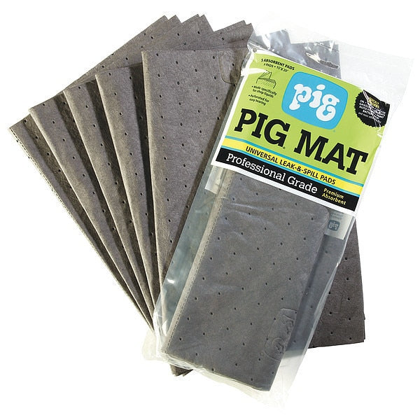 Sorbents, 0.55 gal. Universal Absorbed, Gray, Polypropylene, 5 PK